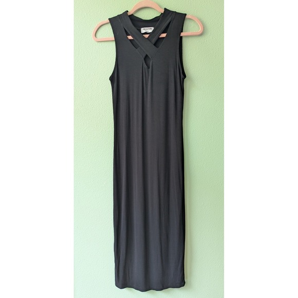 LNA Clothing Dresses & Skirts - LNA Clothing Ribbed Midi Dress Black Criss Cross Neck Keyhole Sleeveless Medium
